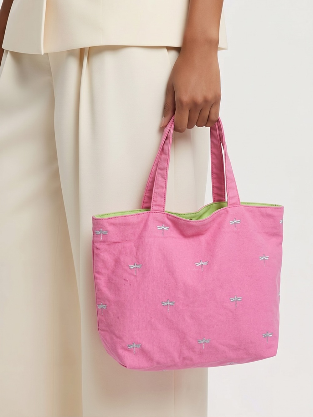 Vtg Pendleton Pink Cottagecore Dragonfly Embroidered grandmacore Tote Bag